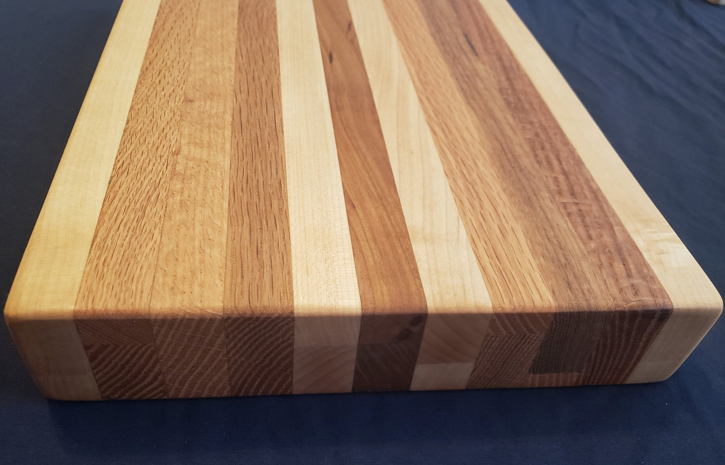 8.75"X12.25"X1.75" Edge Grain Oak, Hard Maple and Cherry Cutting Block