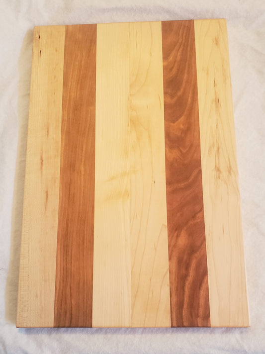 Hand Made Hard Maple and Cherry Cutting or Charcuterie Board XL 18"X12"X.75"