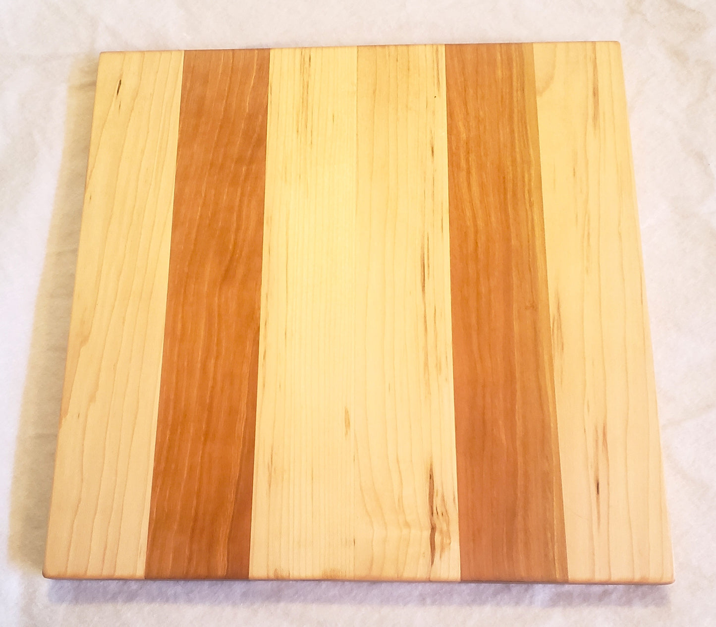 Hand Made Hard Maple and Cherry Cutting or Charcuterie Board 12"X12"X.75"