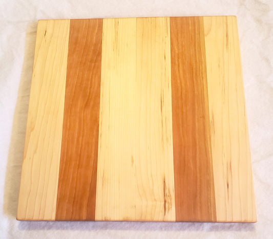 Hand Made Hard Maple and Cherry Cutting or Charcuterie Board 12"X12"X.75"